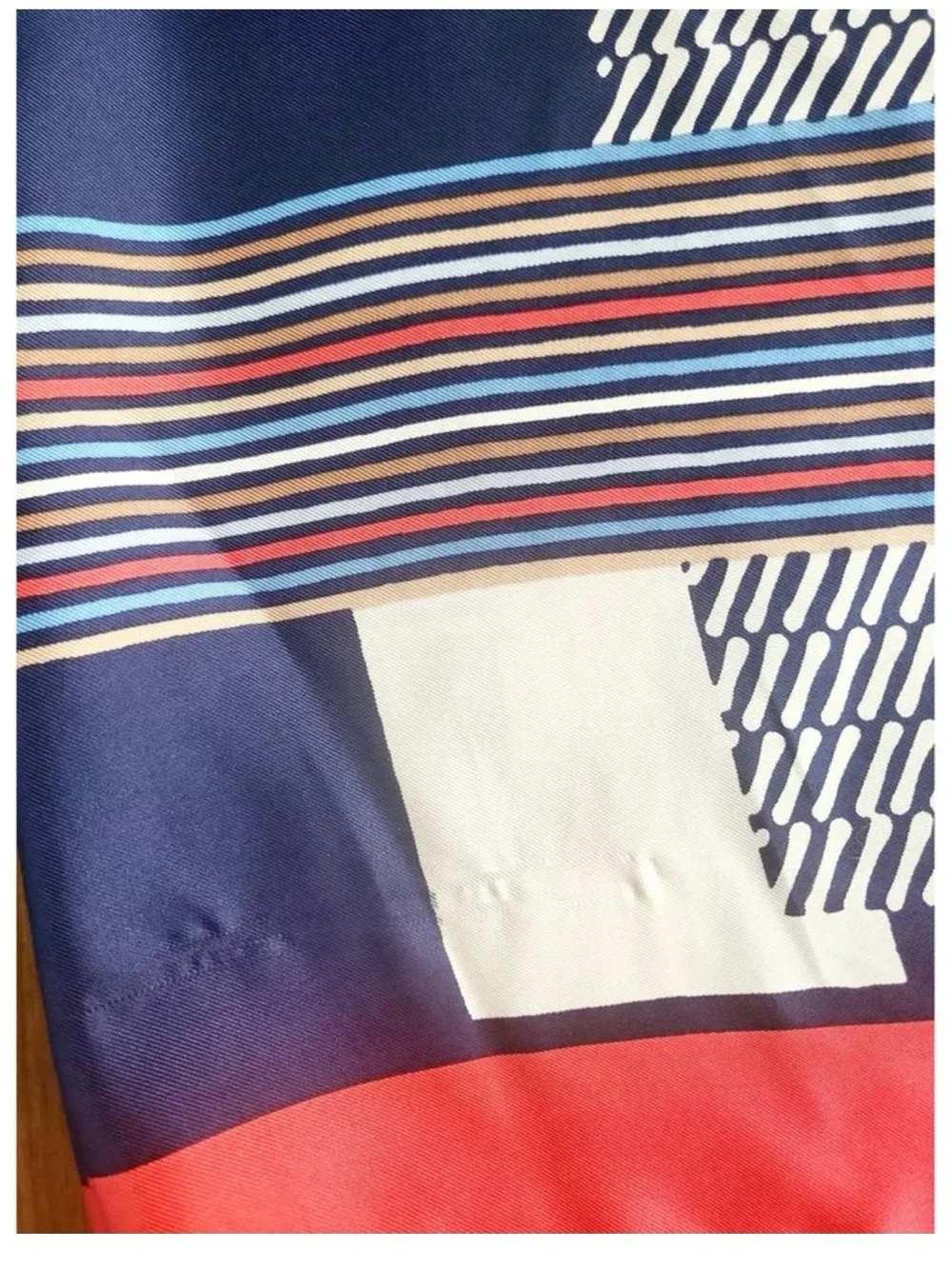 Dior Navy, Red and Cream Striped Signature Silk Scarf